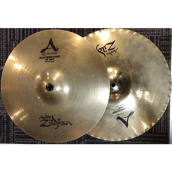 Used Zildjian 14in A Custom Mastersound Hi Hat Pair Cymbal