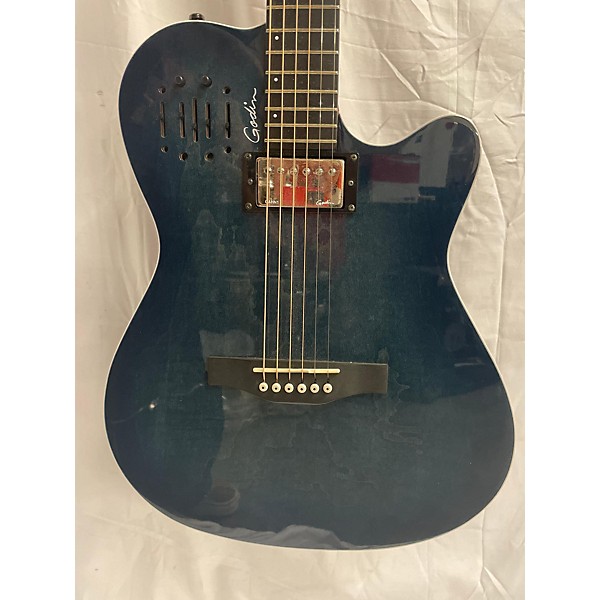 Used Godin Used Godin A6 Ultra Denim Blue Flame Acoustic Electric Guitar