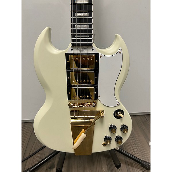 Used Epiphone Used Epiphone Inspired By Gibson Custom 1963 Les Paul SG With Maestro Vibrola Classic White Solid Body Elect...