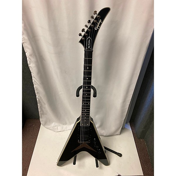 Used Epiphone Used Epiphone Dave Mustaine Flying V Custom Level 1 Metallic Black Solid Body Electric Guitar