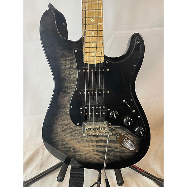 Used Used Fender American QMT Strat HSS Pale Moon Trans Black Pale Moon Solid Body Electric Guitar