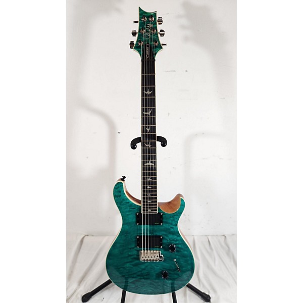 Used PRS Used PRS SE Custom 24 Special Edition Quilted Turquoise Solid Body Electric Guitar