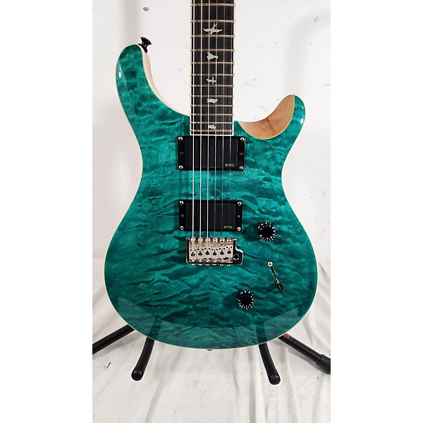 Used PRS Used PRS SE Custom 24 Special Edition Quilted Turquoise Solid Body Electric Guitar