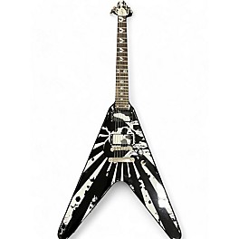 Used Epiphone Used Epiphone Robb Flynn Signature Baritone Flying V Black and White Solid Body Electric Guitar