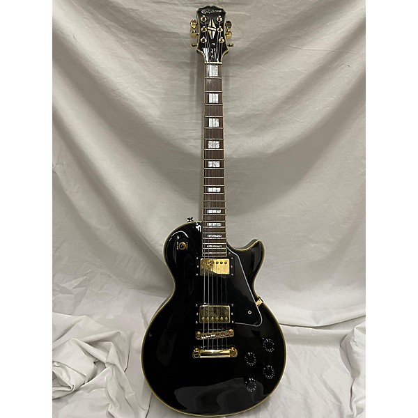 Used Epiphone Used Epiphone Les Paul Custom Pro Black And Gold Solid Body Electric Guitar