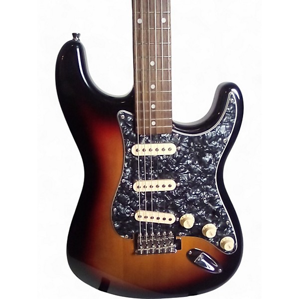 Vintage 1980s S&T Custom Double Cut 3 Color Sunburst Solid Body Electric Guitar