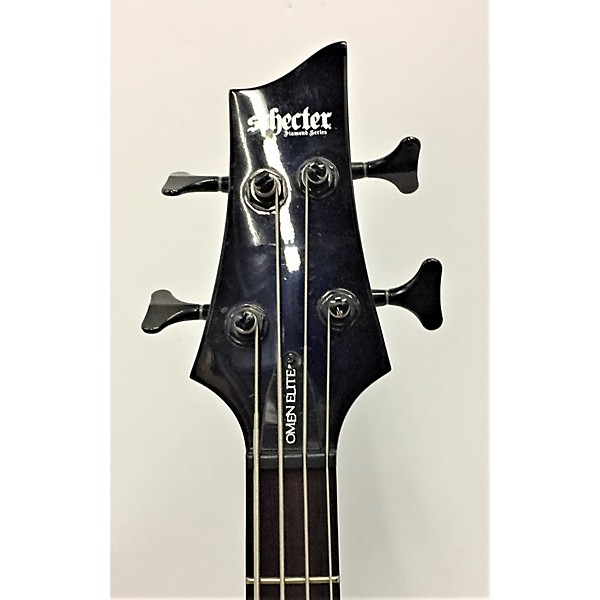 Used Used Schecter Guitar Research Omen Extreme 4 String See Thru Blue Burst Electric Bass Guitar