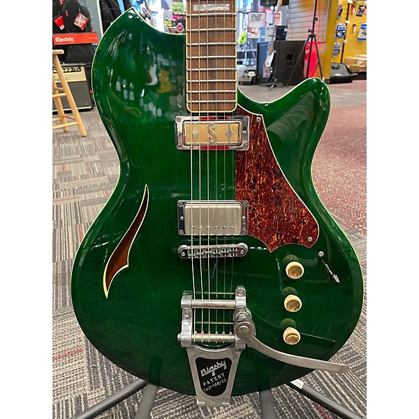 Used Supro Conquistador W/Bigsby Trans Racing Green Hollow Body Electric Guitar