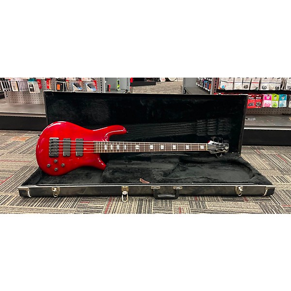 Used Spector euro 5 Trans Red Electric Bass Guitar