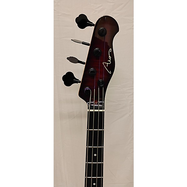 Used Aio Used AIO TB4 Crimson Red Trans Electric Bass Guitar