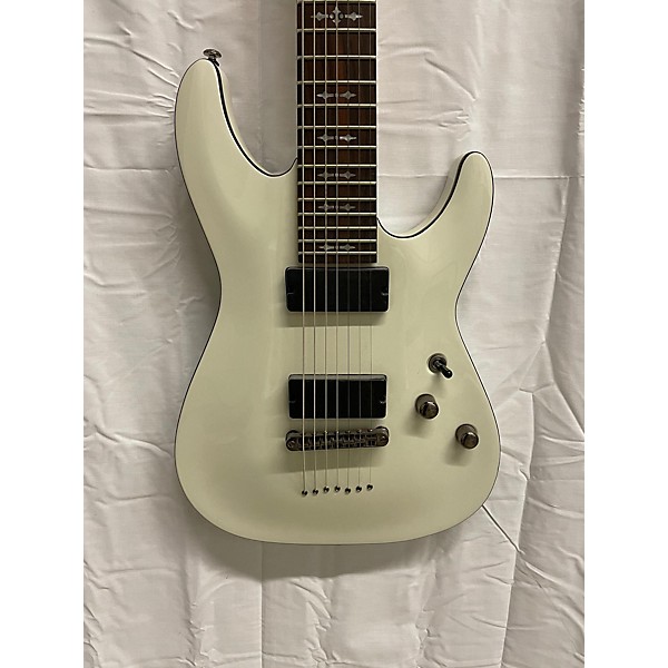 Used Schecter Guitar Research Used Schecter Guitar Research Demon 7 String White Solid Body Electric Guitar