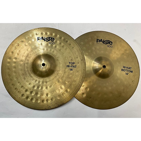 Used Paiste Used Paiste 14in 200 Series Hi-Hat Bottom / Top Pair Cymbal