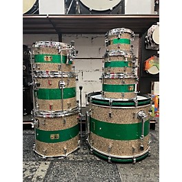 Used Pork Pie USA Used 2022 Pork Pie USA 7 piece CUSTOM B20 GREEN SPARKLE BAND Drum Kit