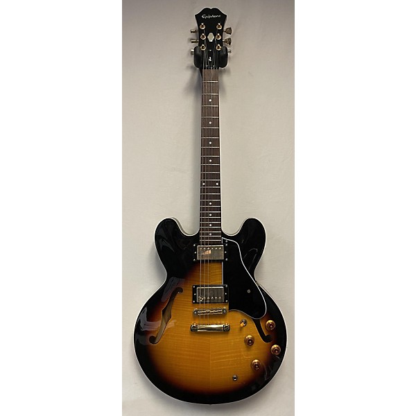 Used Epiphone Used 2012 Epiphone Dot Deluxe Flametop Brown Sunburst Hollow Body Electric Guitar