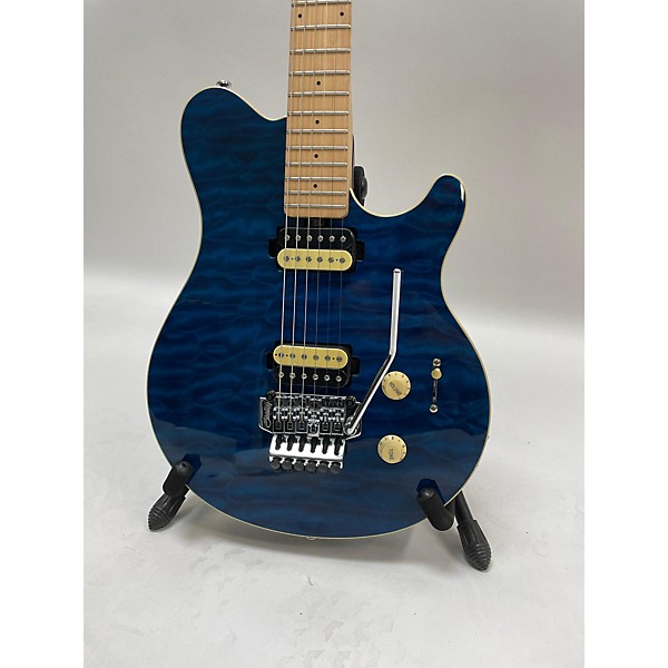 Used Sterling by Music Man Used Sterling By Music Man SUB AX4 FLOYD ROSE TRANS BLUE QUILT TOP Solid Body Electric Guitar