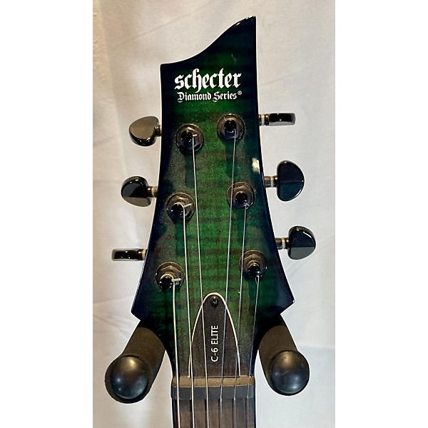 Used Used Schecter Guitar Research C-6 ELITE TRANS GREEN BURST Solid Body Electric Guitar