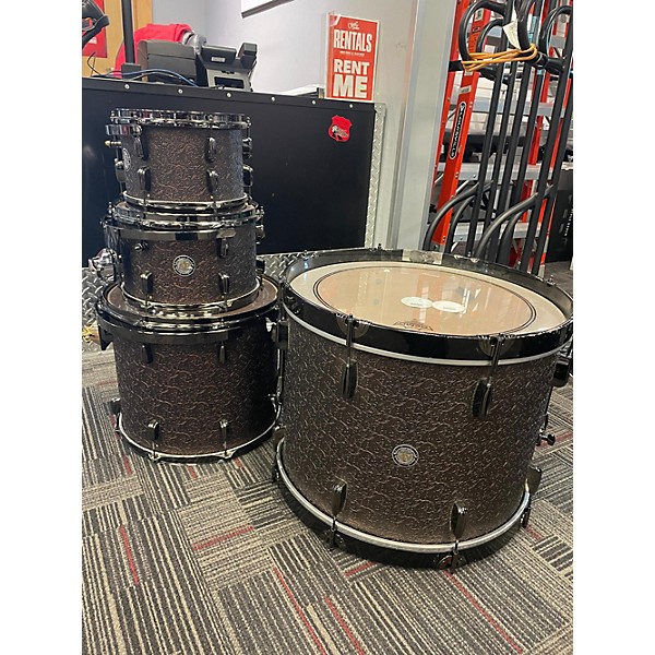 Used Ajp Used AJP 4 piece Custom Embroidered Leather Drum Kit