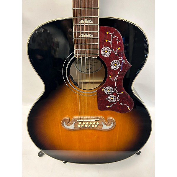 Used Epiphone J-200 Sunburst 12 String Acoustic Electric Guitar