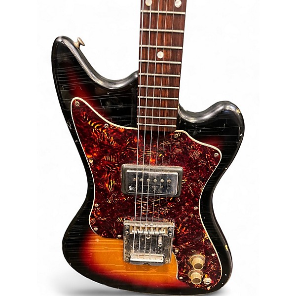 Vintage 1960s Supro Lexington 3 Color Sunburst Solid Body Electric Guitar