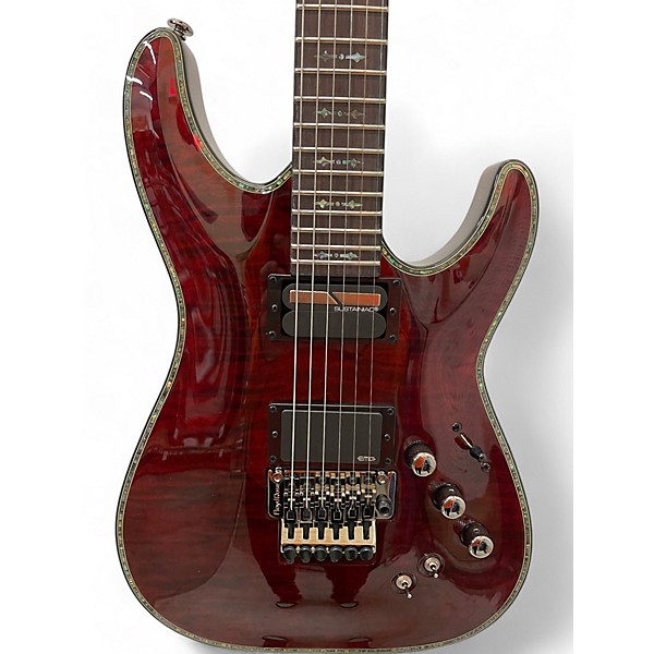 Used 2021 Schecter Guitar Research Hellraiser C1 Floyd Rose Sustaniac Black Cherry Solid Body Electric Guitar