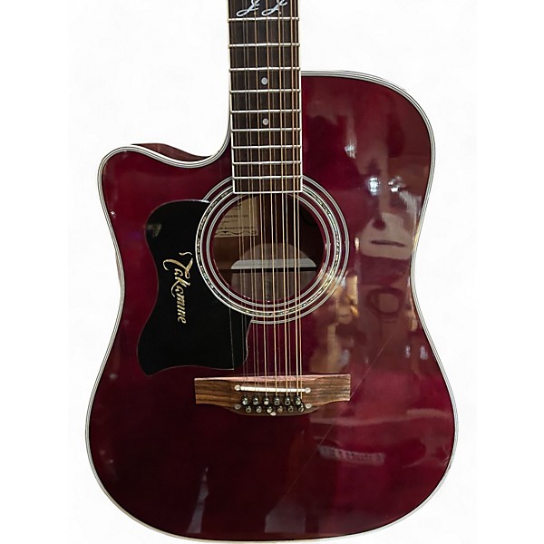 Used Takamine JJ325SRC12 John Jorgenson Signature Left Handed Satin Red Acoustic Electric Guitar