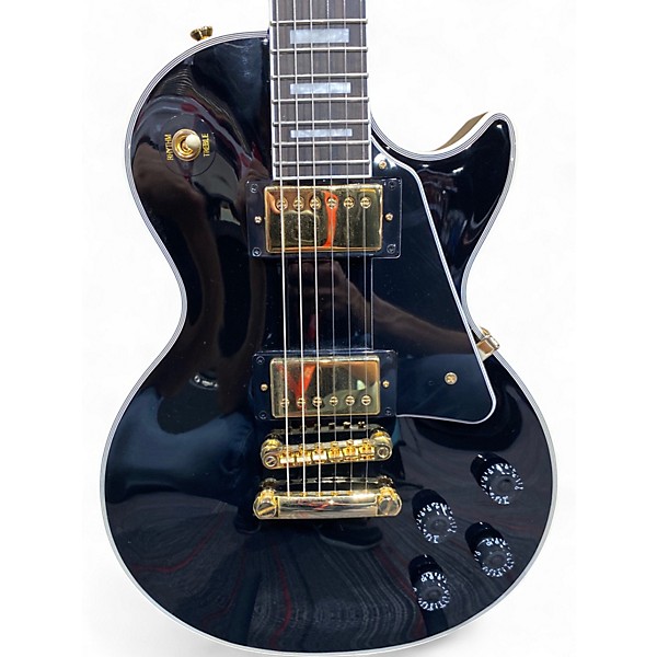 Used Epiphone Used Epiphone Les Paul Custom Black and Gold Solid Body Electric Guitar