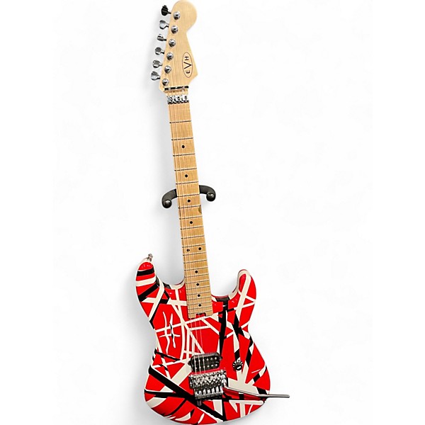 Used EVH Striped Series Red with Black and White Stripes Solid Body Electric Guitar