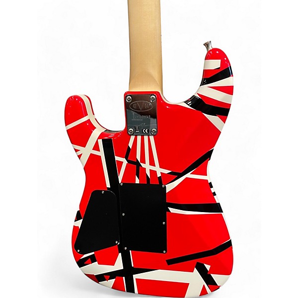 Used EVH Striped Series Red with Black and White Stripes Solid Body Electric Guitar