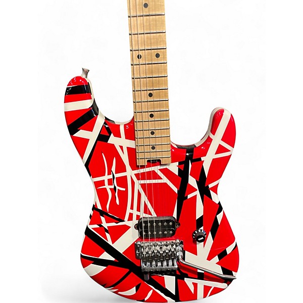 Used EVH Striped Series Red with Black and White Stripes Solid Body Electric Guitar