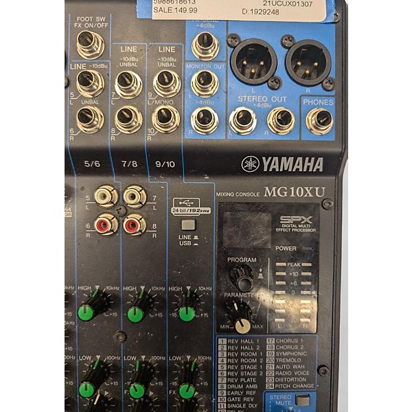 Used Yamaha Used Yamaha MG10XU 10 Channel Mixer With Effects Unpowered Mixer