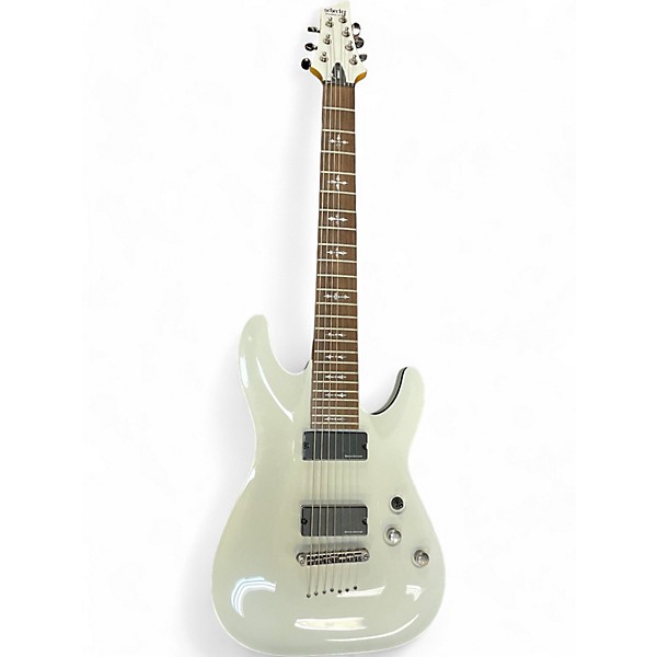 Used Schecter Guitar Research Used Schecter Guitar Research Demon 7 String White Solid Body Electric Guitar