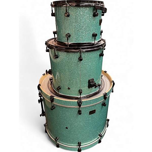 Used 2015 Spaun 3 Piece Custom Series Turquoise Sparkle Drum Kit