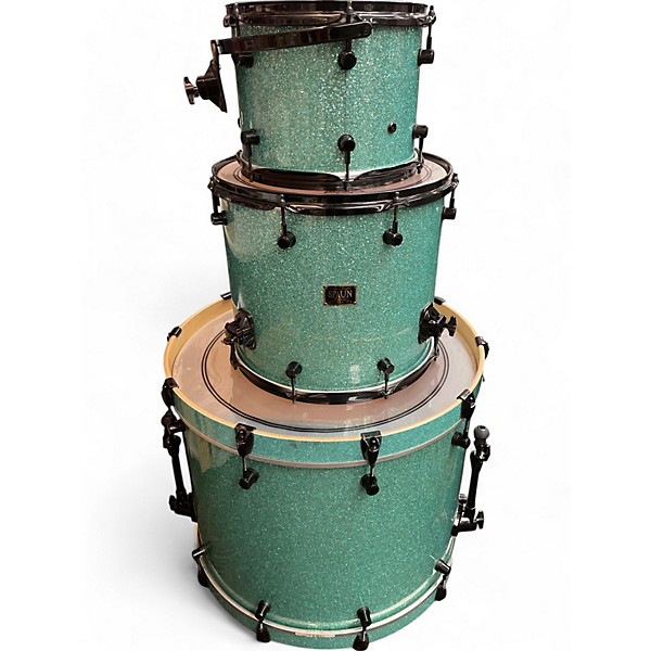 Used 2015 Spaun 3 Piece Custom Series Turquoise Sparkle Drum Kit