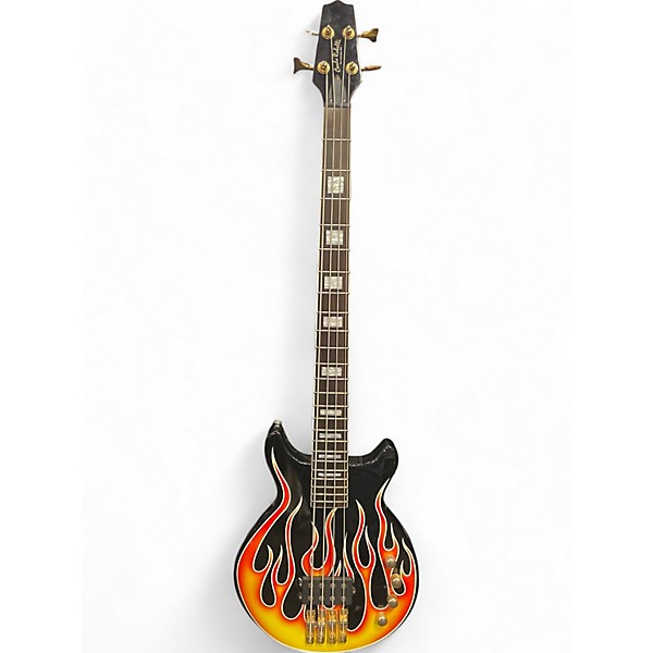 Used Carlo Robelli Hot Rod Active Bass Flames Electric Bass Guitar