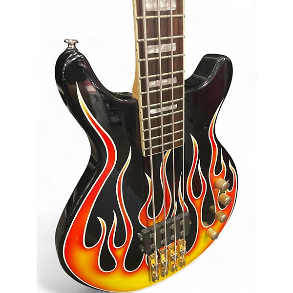 Used Carlo Robelli Hot Rod Active Bass Flames Electric Bass Guitar