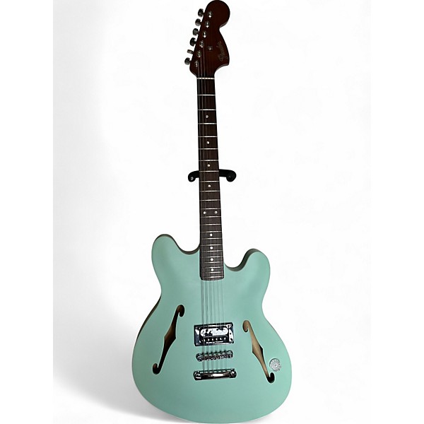 Used Fender Tom Delonge Starcaster Satin Surf Green Hollow Body Electric Guitar