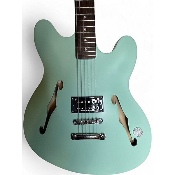 Used Fender Tom Delonge Starcaster Satin Surf Green Hollow Body Electric Guitar