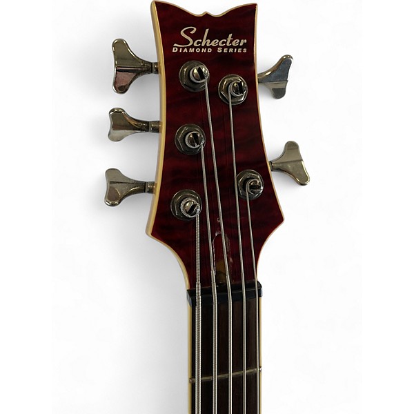 Used Schecter Guitar Research Stiletto Elite 5 String Black Cherry Electric Bass Guitar