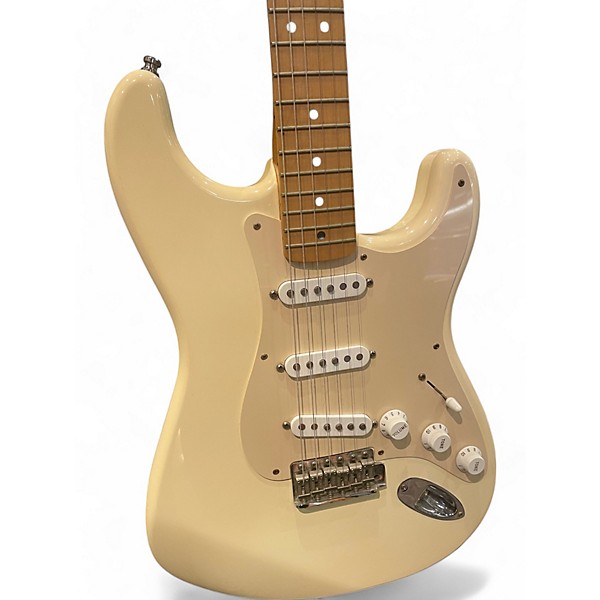 Used Fender Artist Series Jimmie Vaughan Tex-Mex Stratocaster Arctic White Solid Body Electric Guitar