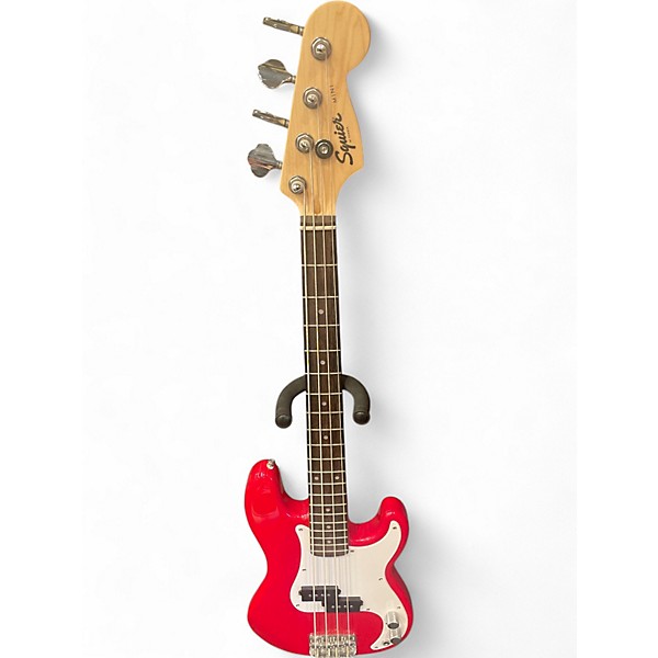 Used Squier Used Squier Mini Precision Bass Red Electric Bass Guitar