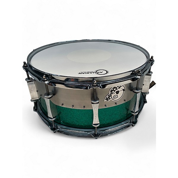 Used Pork Pie 14X6.5 ALUMINUM MAPLE Green Drum