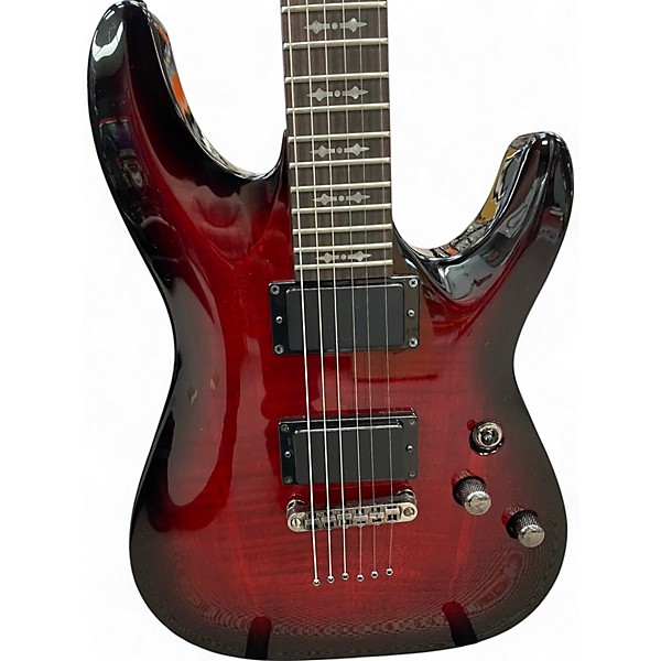 Used Schecter Guitar Research Used Schecter Guitar Research Demon 6 Crimson Red Burst Solid Body Electric Guitar