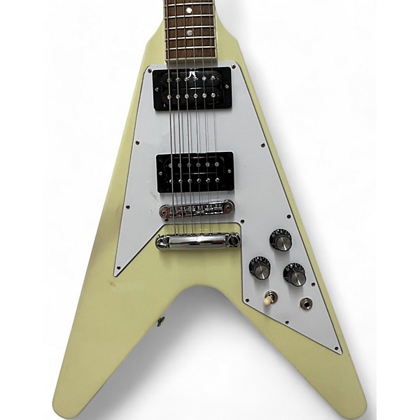 Used 2022 Gibson 70'S FLYING V White Solid Body Electric Guitar