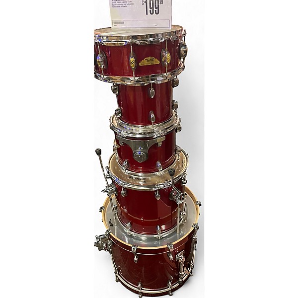 Used SPL 5 Piece velocity red sparkle Drum Kit