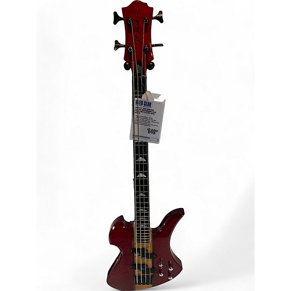 Used B.C. Rich Heritage Classic Mockingbird Bass Trans Red Electric Bass Guitar