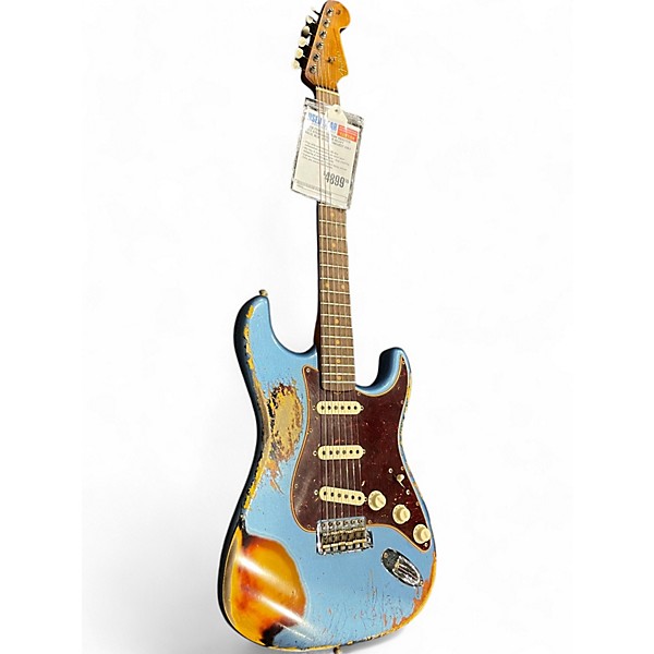 Used Fender Custom Roasted 60´s Stratocaster Heavy Relic blue over sunburst Solid Body Electric Guitar,Specials : American Fashion Style Bags On Sale