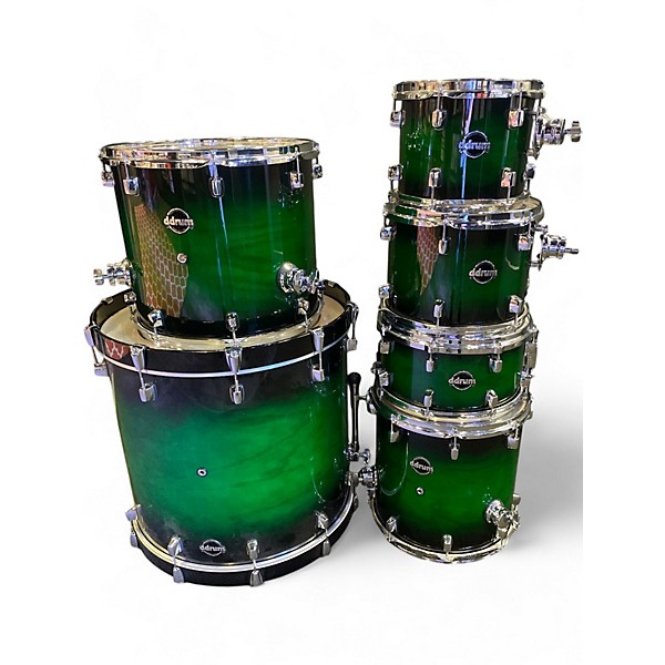 Used ddrum Used ddrum 6 Piece DOMINION BIRCH Ash Veneer Green Burst Drum Kit