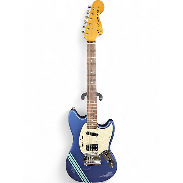 Used 2012 Fender Kurt Cobain Signature Mustang Dark Lake Placid Blue with Stripe Solid Body Electric Guitar