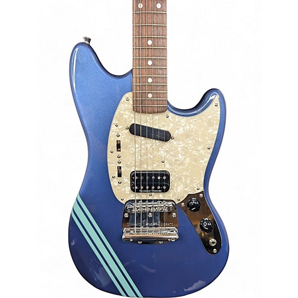 Used 2012 Fender Kurt Cobain Signature Mustang Dark Lake Placid Blue with Stripe Solid Body Electric Guitar