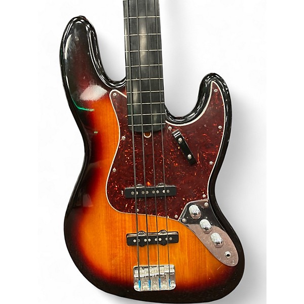 Used Squier Used Squier Vintage Modified Fretless Jazz Bass 3 Tone Sunburst Electric Bass Guitar